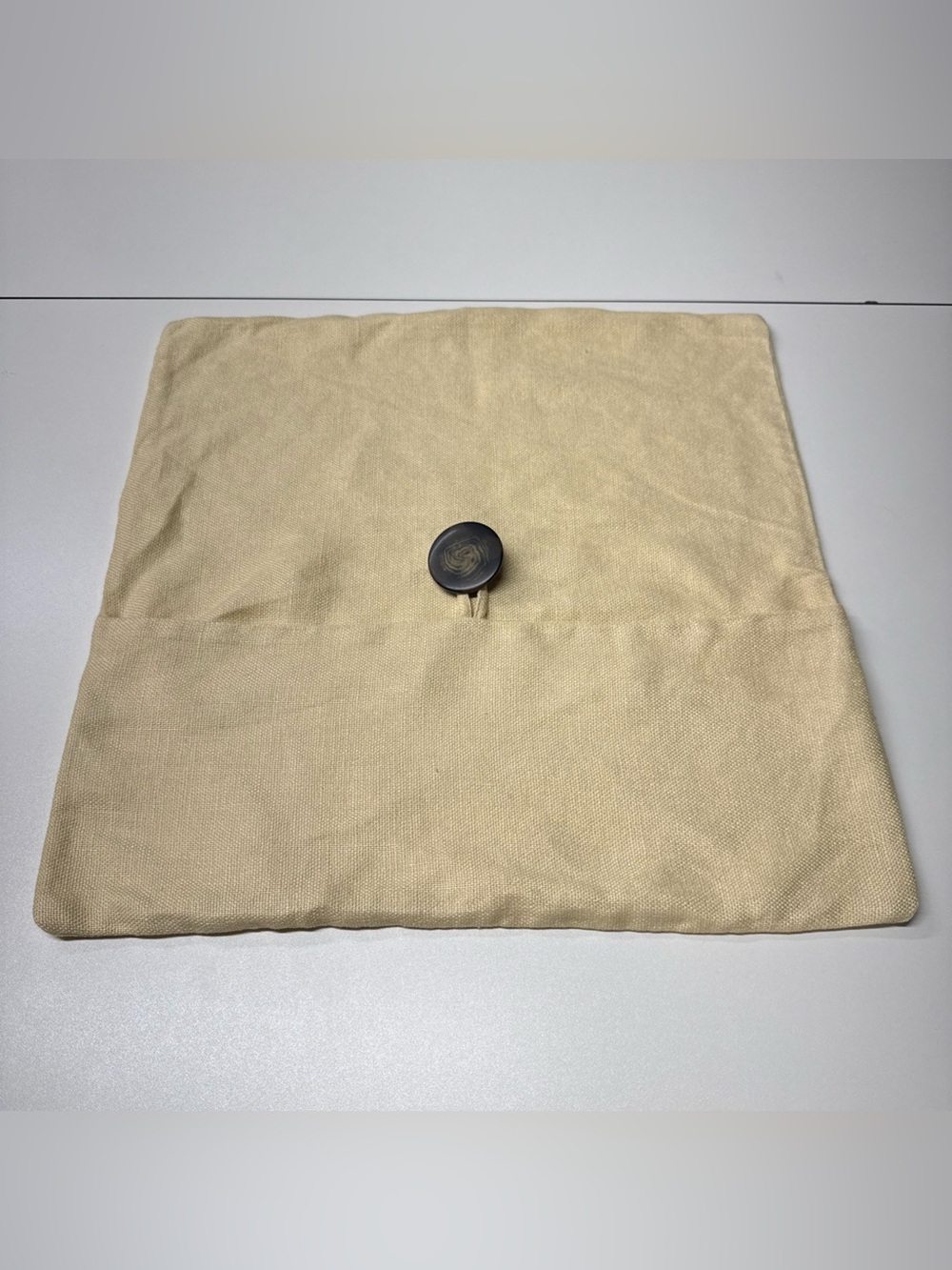 Pottery Barn Gold Light Yellow Pillow Cover 100% Linen Large Button 18"x18"